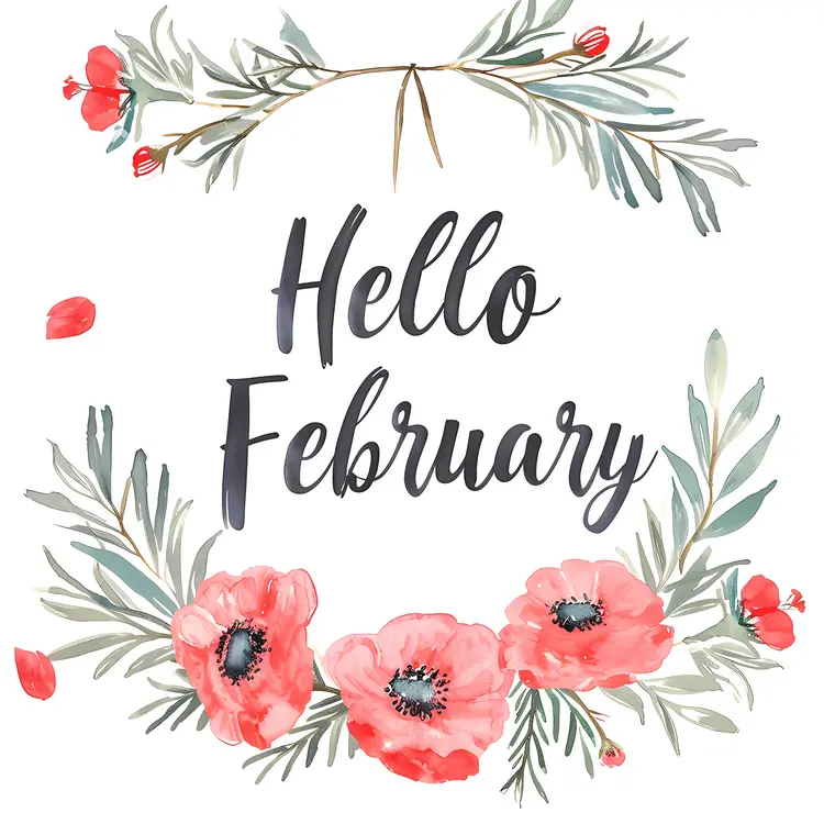 Hello February with Floral Wreath