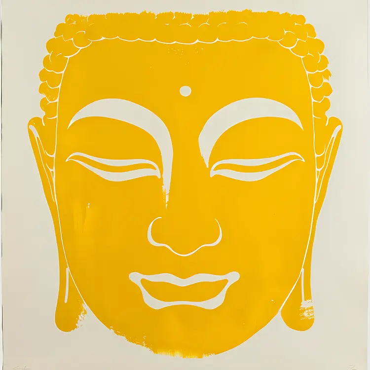 Yellow Buddha Face Illustration