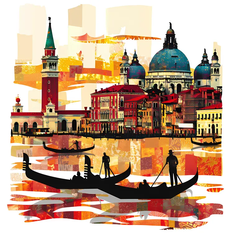 Colorful Venetian Gondolas