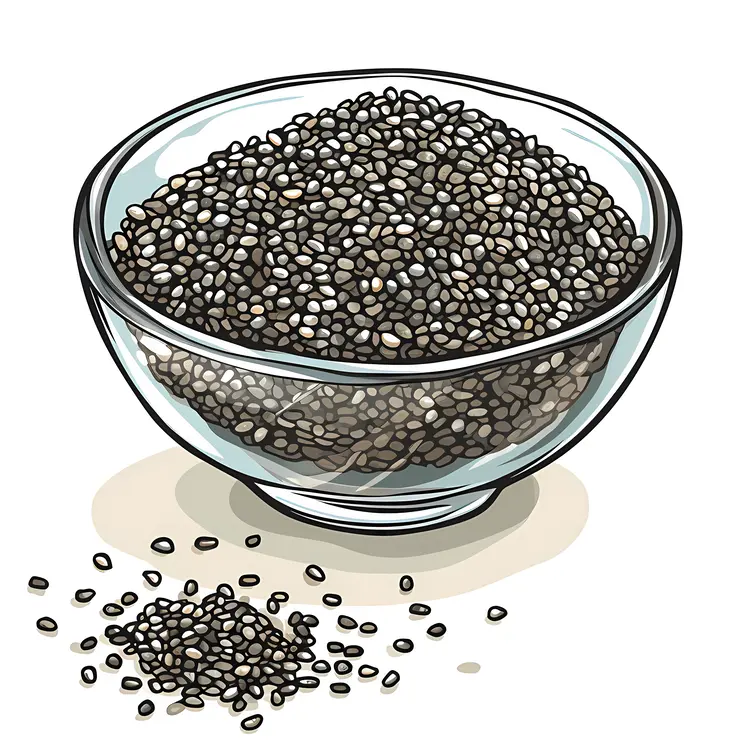 Chia Seeds in Glass Bowl