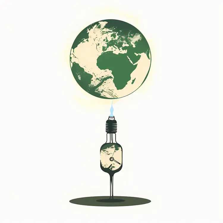 Earth as a Light Bulb with Flame