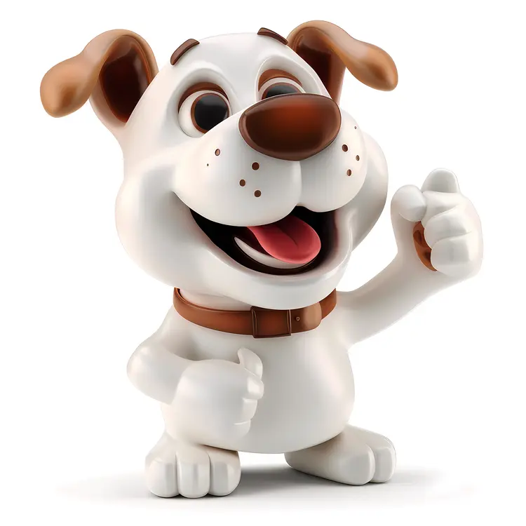 Happy White Cartoon Dog Giving Thumbs Up