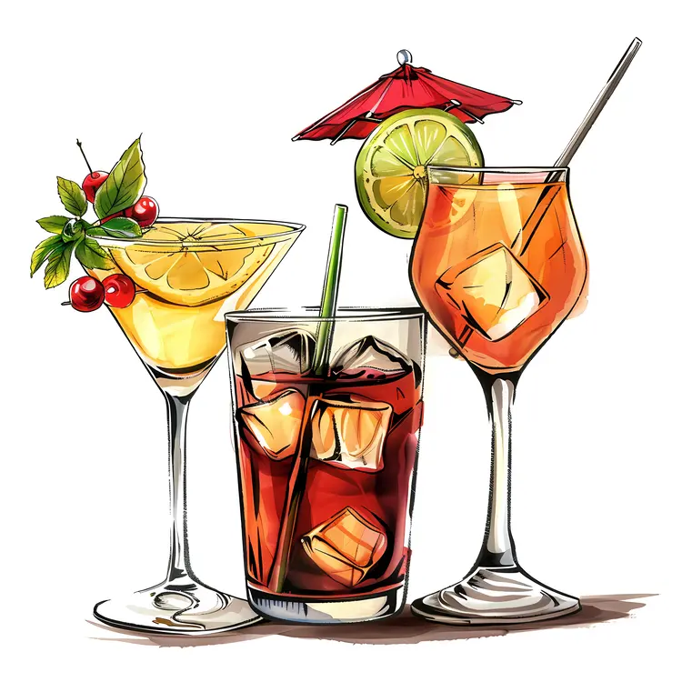 Colorful Cocktails with Fruits