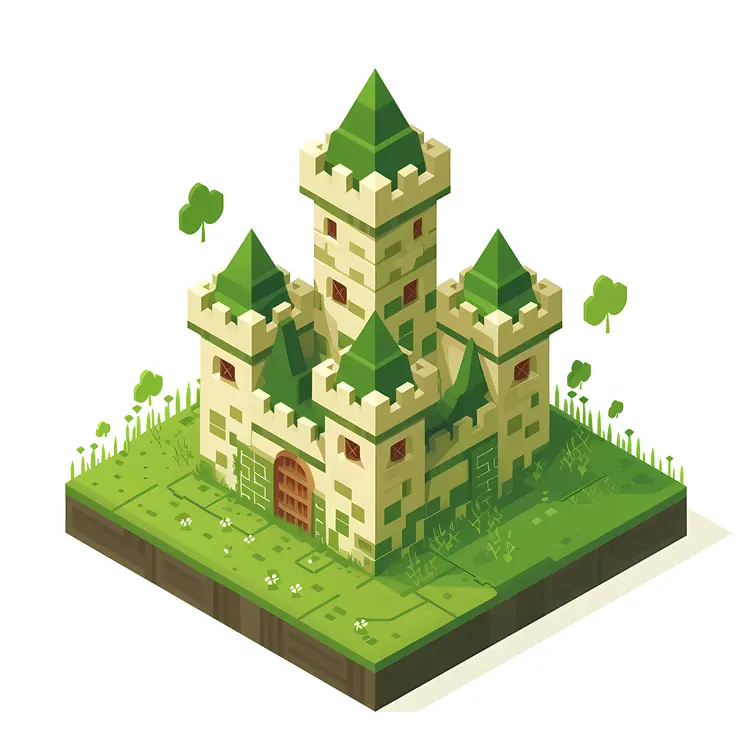 Medieval Castle in Green Landscape