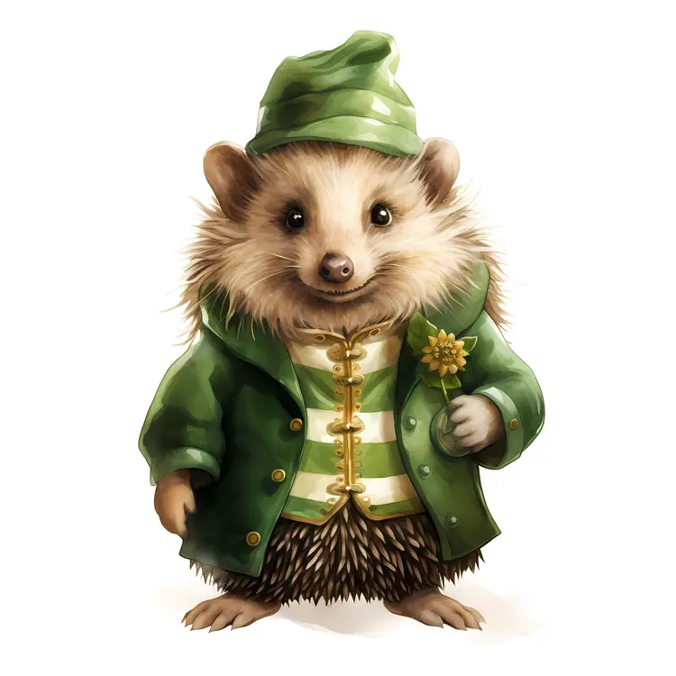 Happy Hedgehog in a Green Hat