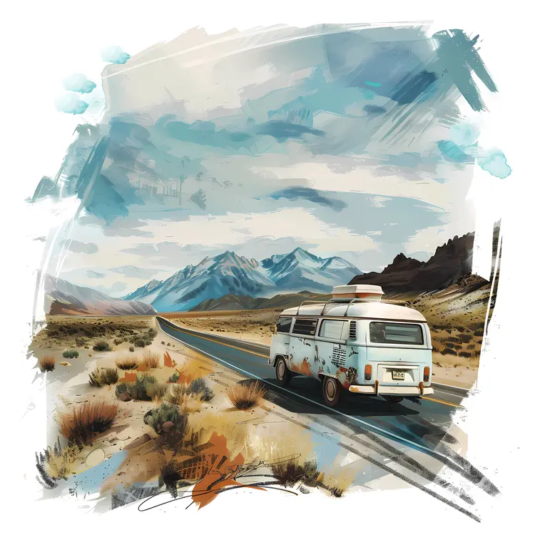 Van on a Scenic Road Trip