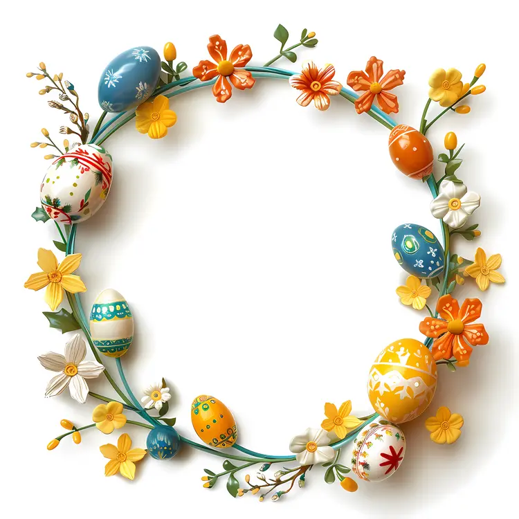 Delicate Yellow Flowers and Easter Eggs Frame