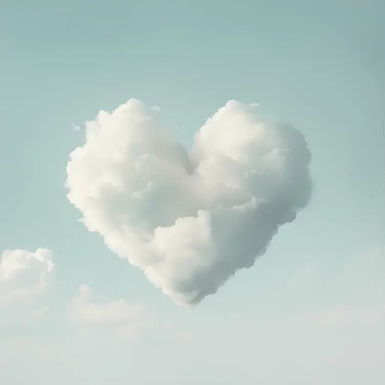 Heart-Shaped Cloud in Blue Sky