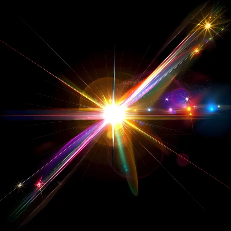 Colorful Light Explosion in Dark Space