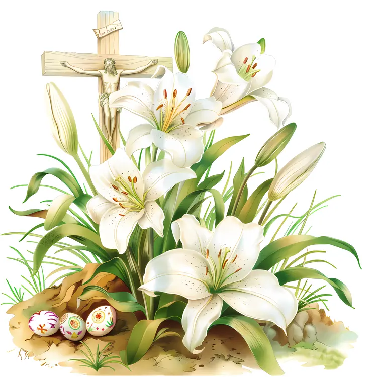 White Lilies and Crucifix for Easter