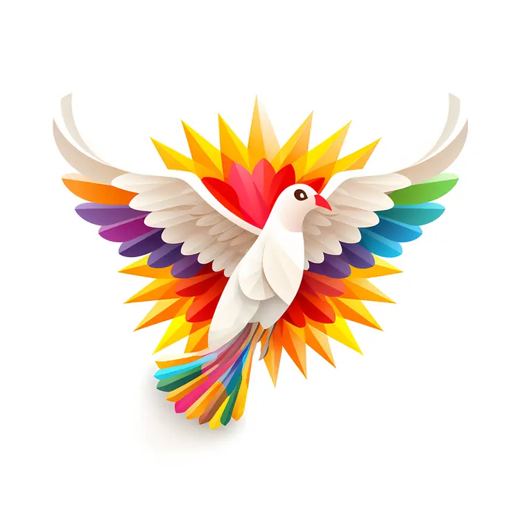 Colorful Dove with Rainbow Wings Illustration