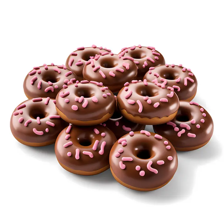 Pile of Chocolate Donuts with Pink Sprinkles