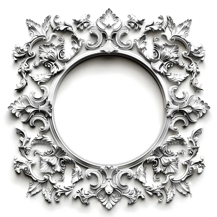 Ornate White Frame with Vintage Design