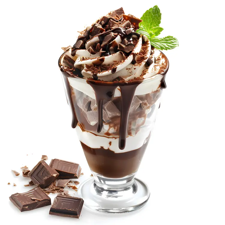 Chocolate Dessert with Mint and Chocolate Pieces