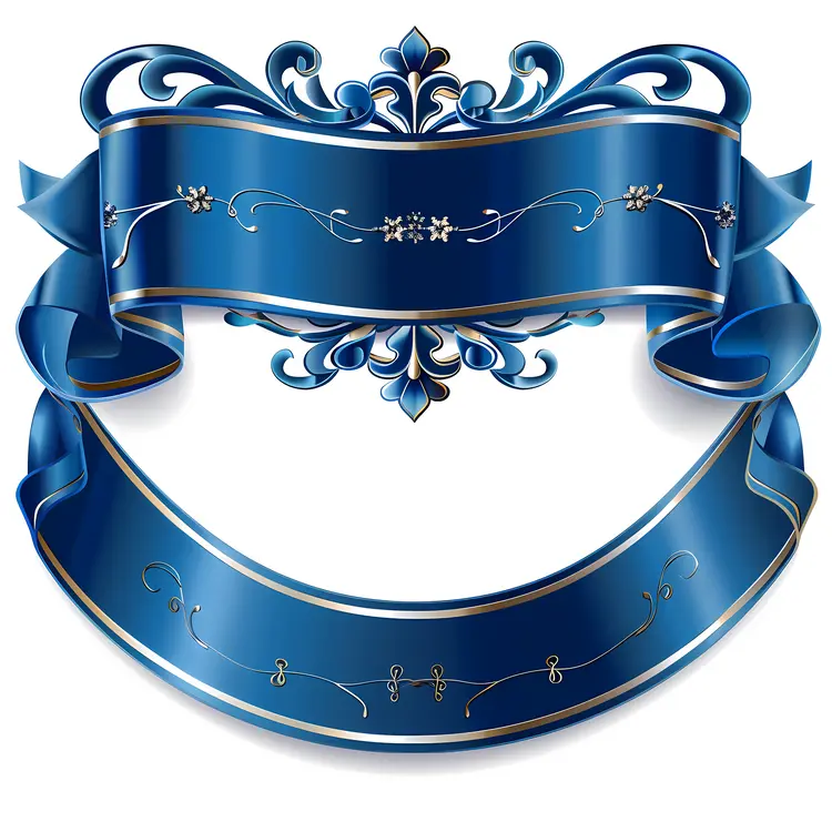 Elegant Blue Ornate Ribbon Banner