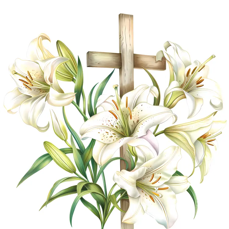 White Lilies and Cross for Easter