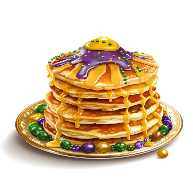 Mardi Gras Pancakes with Colorful Toppings