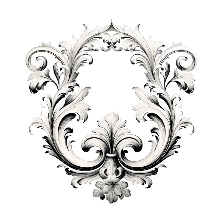 Ornate Black and White Floral Frame
