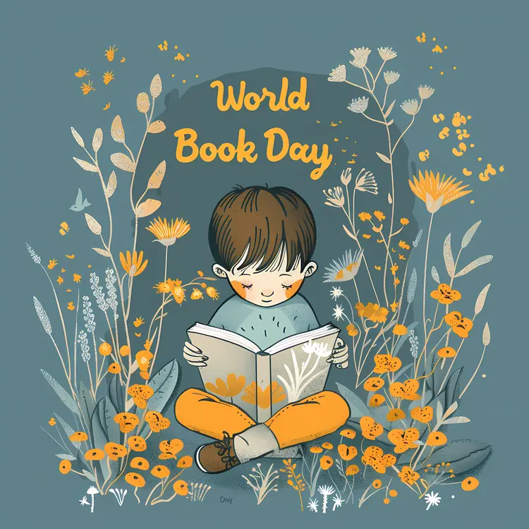 Boy Reading Book for World Book Day