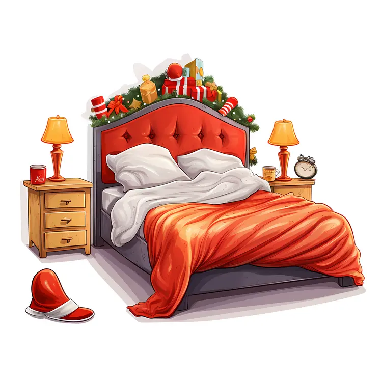 Bed with Christmas Decorations