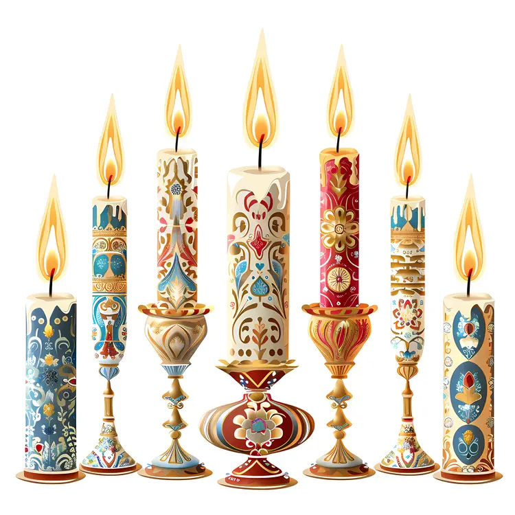 Tall Decorative Candles with Floral Design