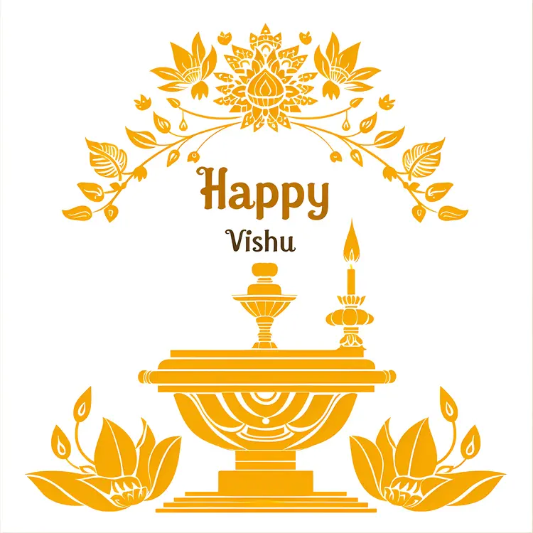Traditional Lamp with Leaves for Vishu
