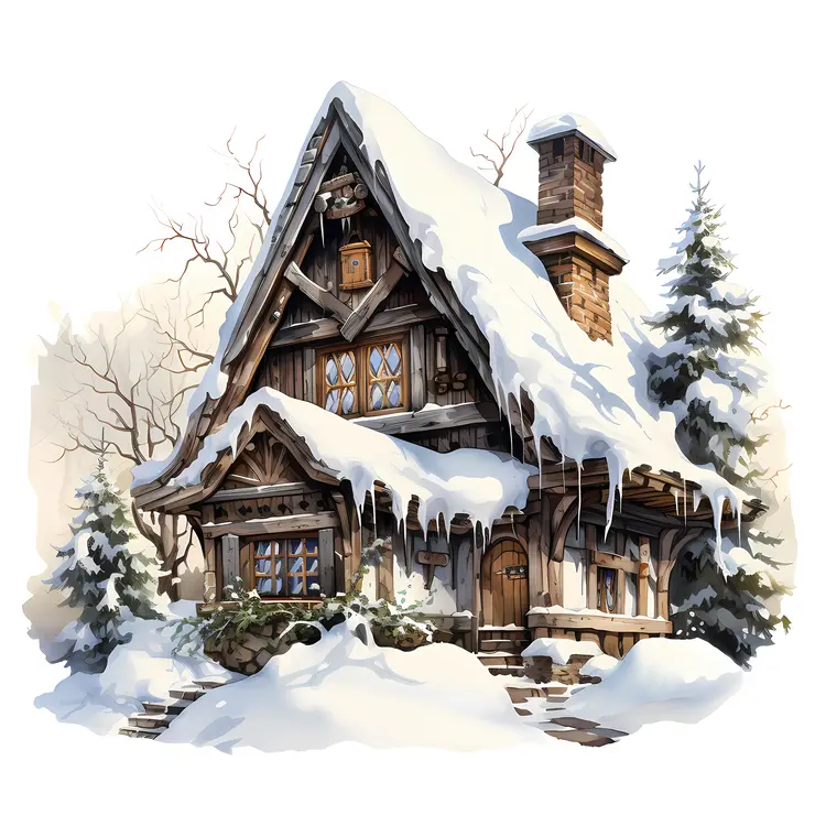 Rustic Snowy Cabin