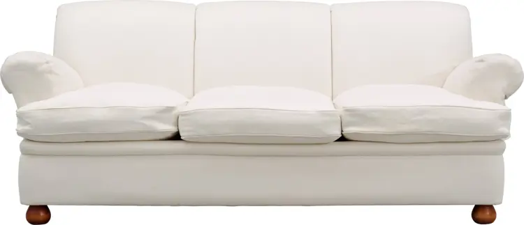 White Sofa with Cushions and Wooden Legs