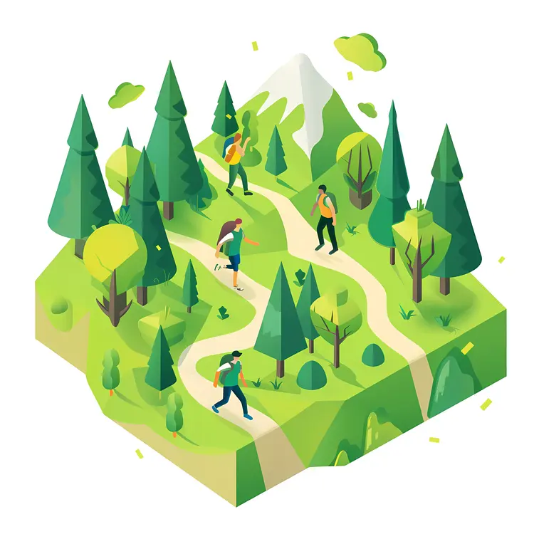 Hikers Walking in a Forest