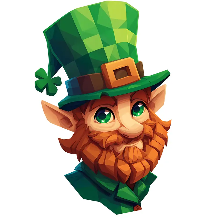 Leprechaun with Green Hat and Clover