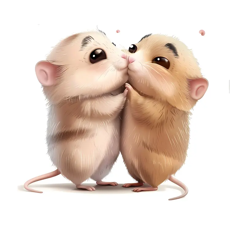 Adorable Cartoon Mice Kissing