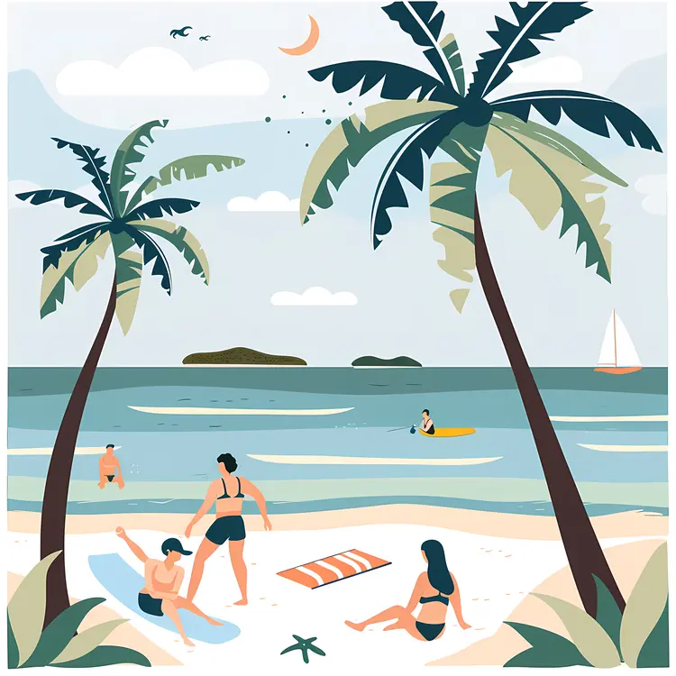 People Enjoying a Day at the Beach