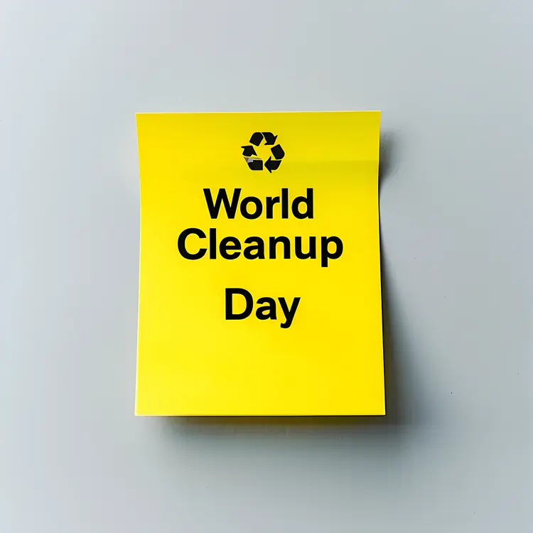 Yellow World Cleanup Day Sticky Note