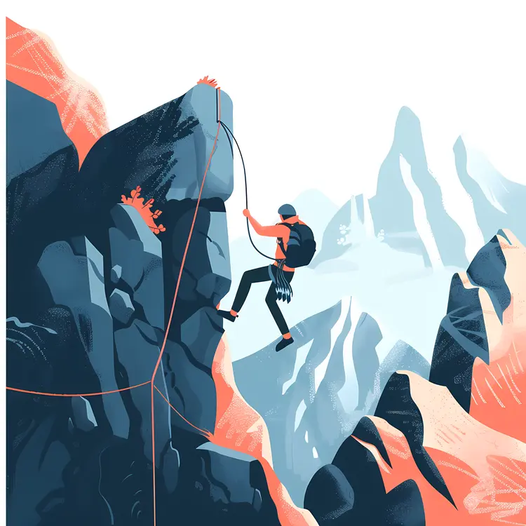 Mountain Climber Descending a Cliff