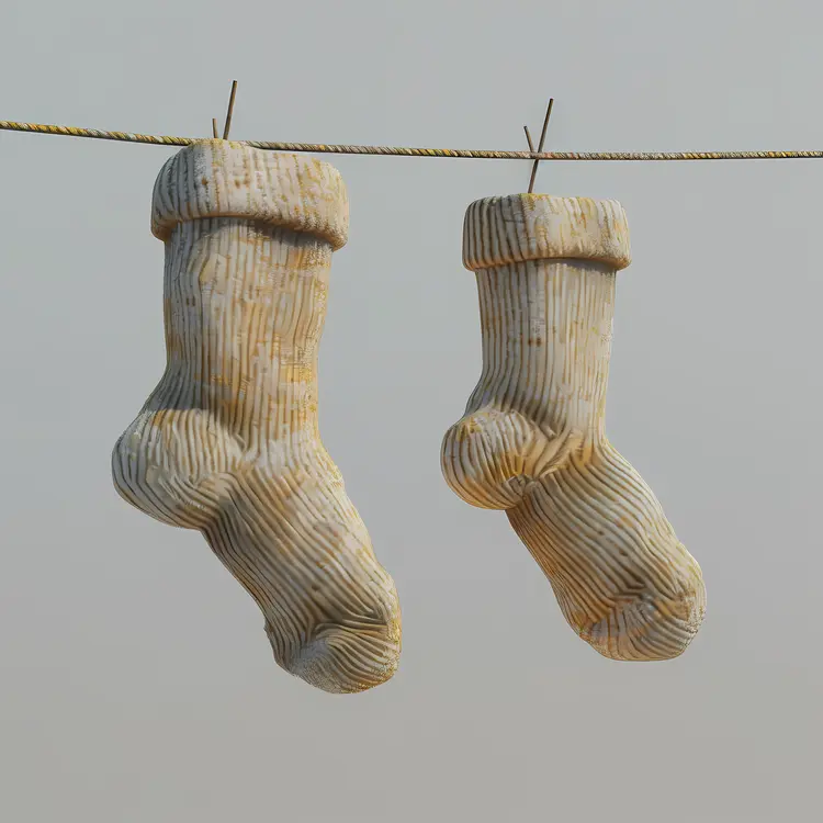 Striped Socks Hanging on Clothesline