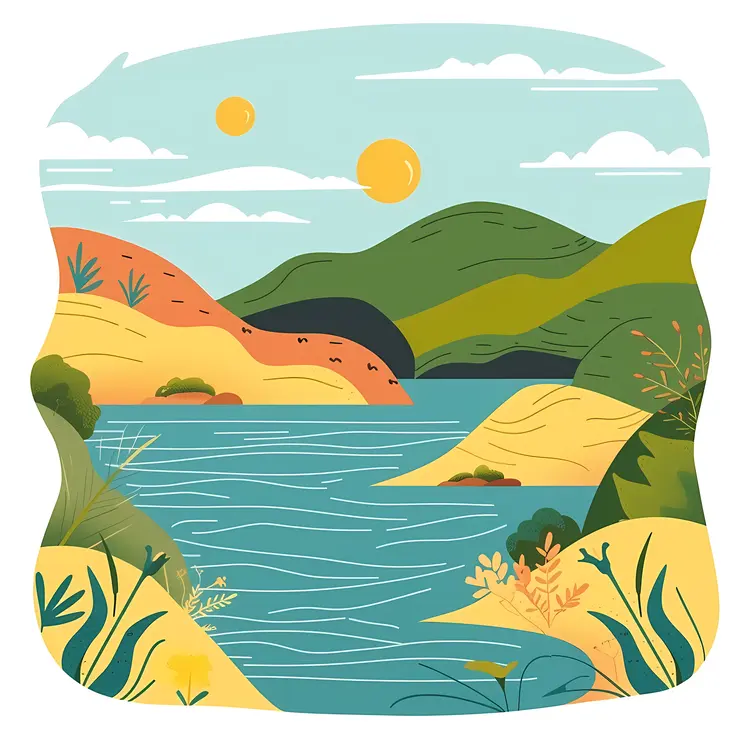 River Flowing Through Hills