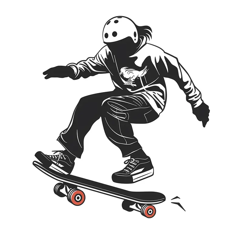 Action-Packed Skateboarder in Helmet