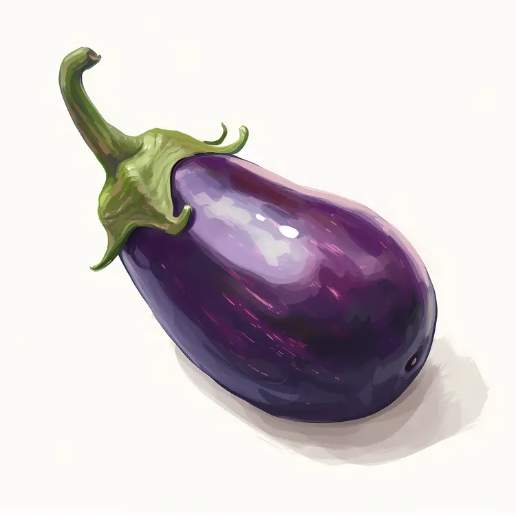 Purple Eggplant with Green Stem