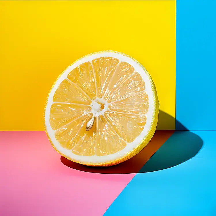 Half Yellow Lemon on Colorful Background