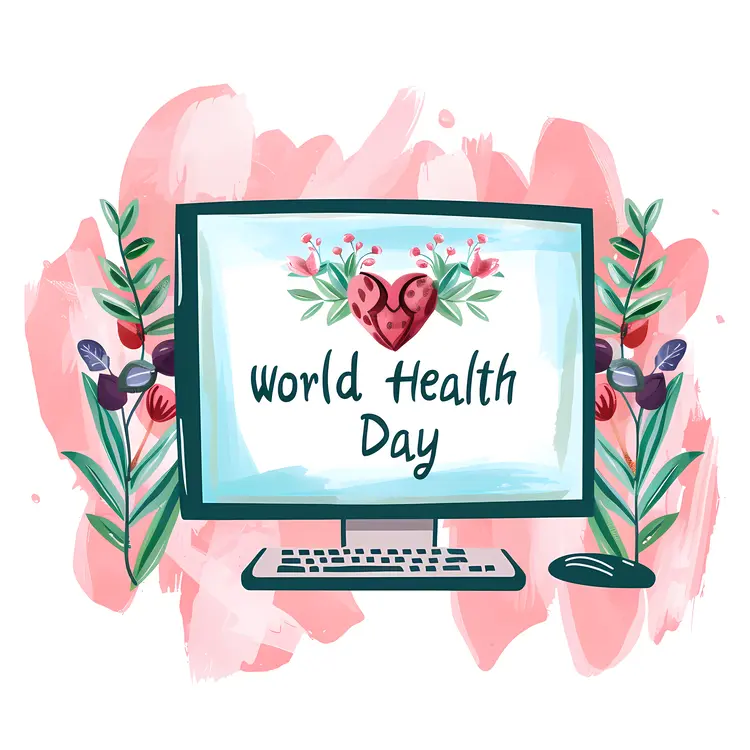 World Health Day with Computer and Plants