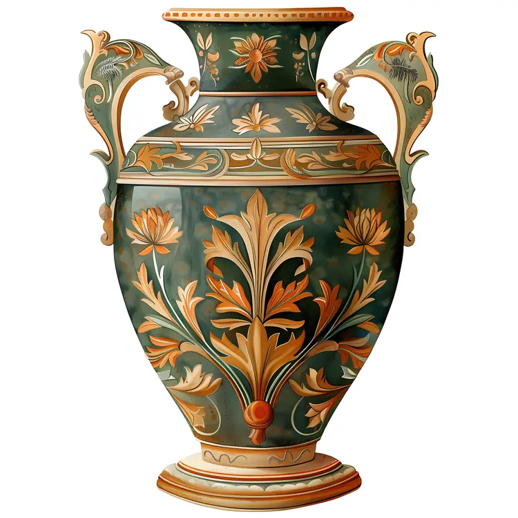 Green Floral Ceramic Vase