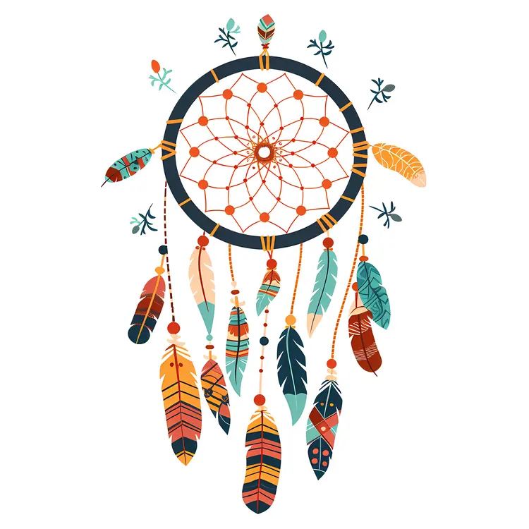Colorful Dreamcatcher with Patterned Feathers