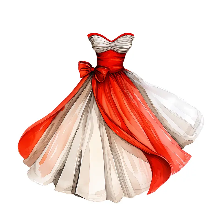 Elegant Red and White Dress