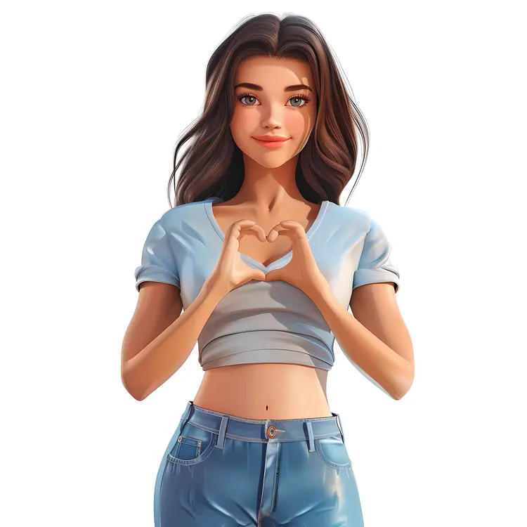 Animated Woman Making Heart Shape