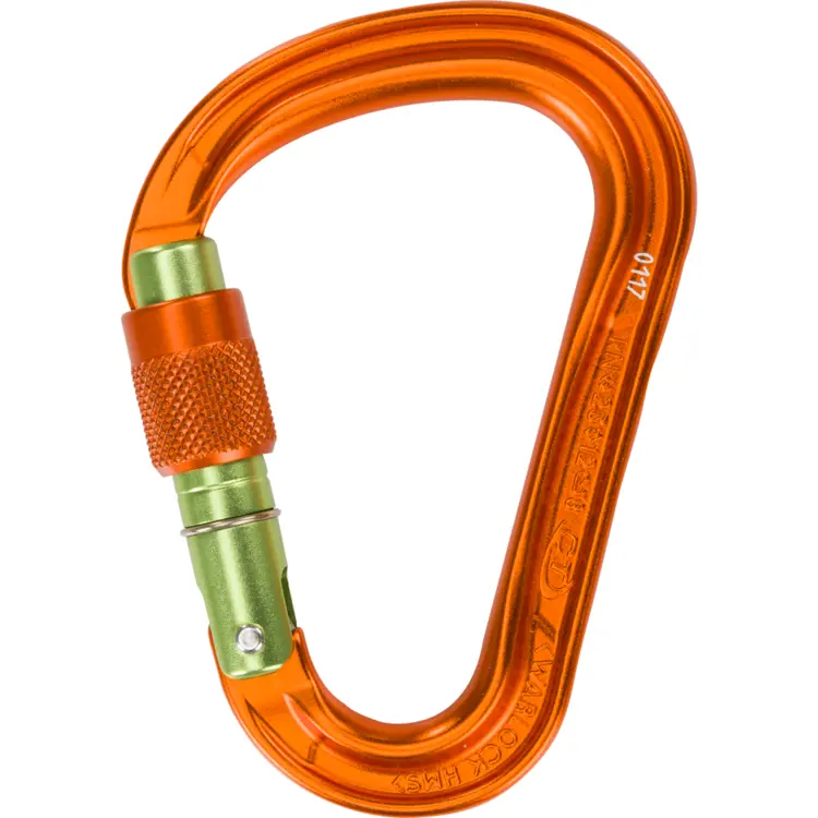 Orange Carabiner for Climbing Safety