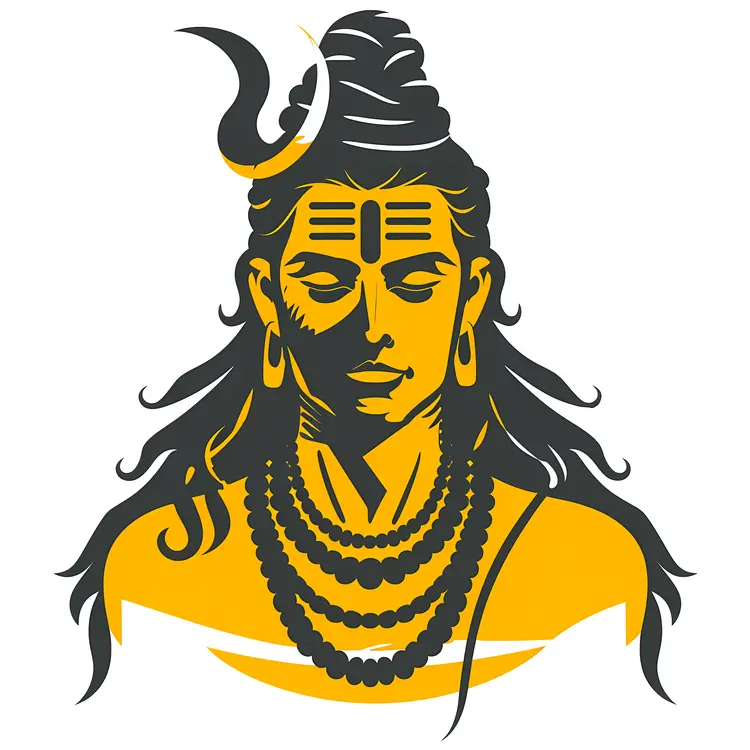 Shiva Illustration with Yellow and Black Colors