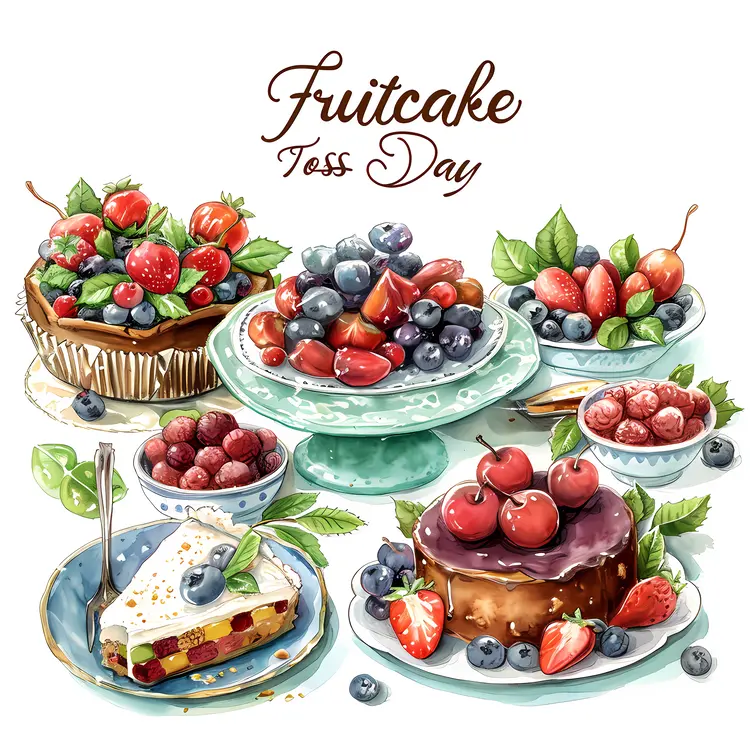 Assorted Fruitcakes with Berries on Plates