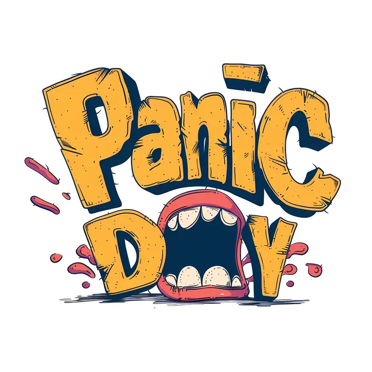 Panic Day Cartoon Illustration with Mouth