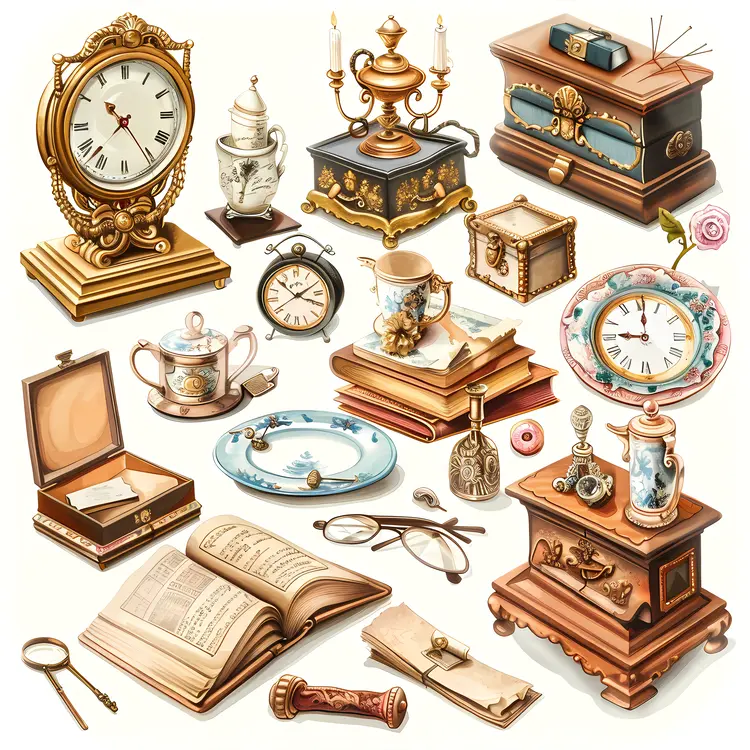 Assorted Vintage Clocks and Accessories