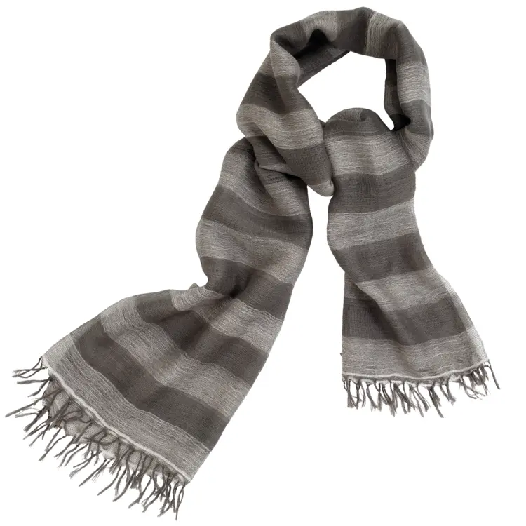 Grey Striped Scarf for Winter Fashion